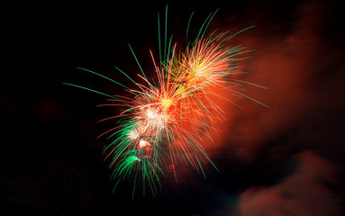 Fireworks light up close-up against dark sky