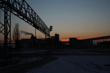 Industrial building in winter time