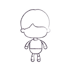 monochrome blurred silhouette of faceless little boy with short hair vector illustration