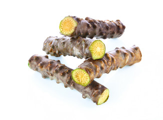 Tinospora cordifolia herb isolated on white background.