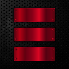 Black and red metallic background with metal strips. Vector illustration
