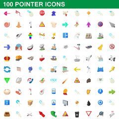 100 pointer icons set, cartoon style