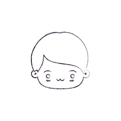 monochrome blurred silhouette of facial expression exhausted kawaii little boy vector illustration