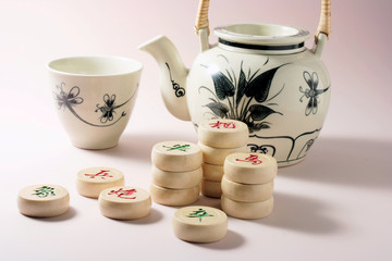Teapot and Cup with Chinese Chess