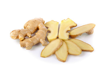ginger slice isolate on white backgroud