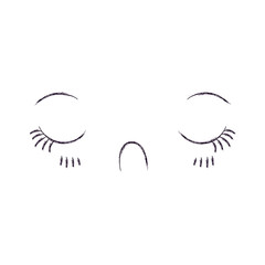 monochrome blurred silhouette of facial expression disgust kawaii vector illustration