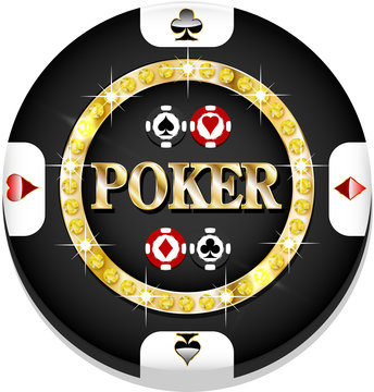 Poker chip with golden elements