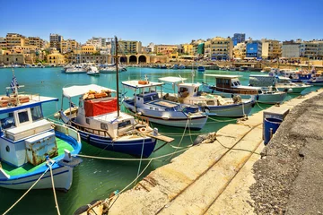 Foto op Canvas Boats in the old port of Heraklion. Crete, Greece. Fishing schooners. © Vladimir Sazonov
