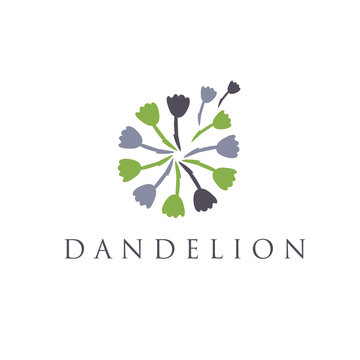 Illustration of concept logo of dandelion. Vector