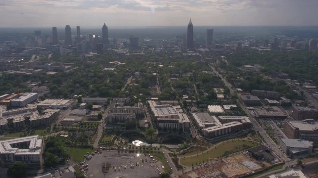 Atlanta Aerial Time Lapse v239 High to low panning cityscape TL over O4W area.