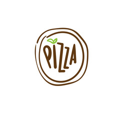 Abstract pizza logo template with text. vector illustration