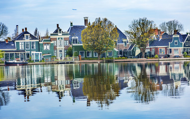 Fototapeta na wymiar River Zaan Zaanse Schans Village Holland Netherlands