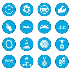 Car racing icon blue