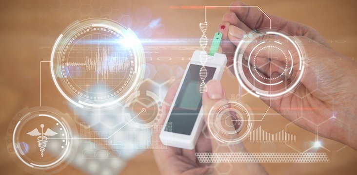 Composite image of medical biology interface in black