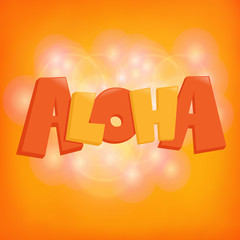 Summer tropical yellow background with aloha text