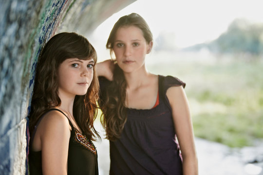 2 Girls Hanging Out In A Tunnel