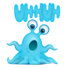 Octopus alien monster emoji character with uh-huh title