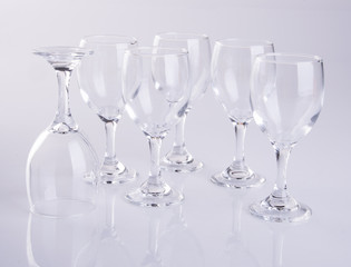 glass cup or empty glass cup on a background.