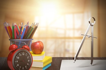 Composite image of digitally generated image of drawing compass