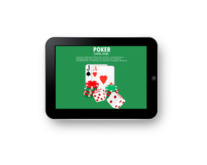 Online mobile casino background. Poker app online concept. Smartphone with cards and coins