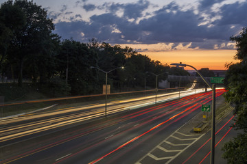 Sunset over The Prospect Expressway in Brooklyn, NY.