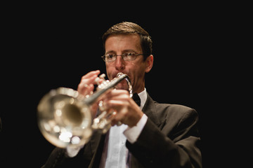 Trumpet player in orchestra