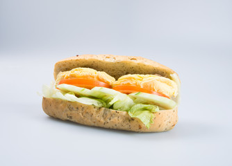 sandwich or tasty egg sandwich on background.
