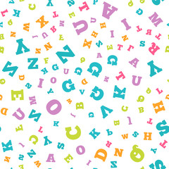 Colorful letter seamless pattern on white background
