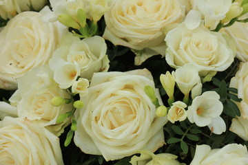 white rose and freesia bouquet