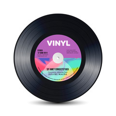 Vinyl Disc With Shiny Grooves. Old Retro Records. Isolated Vector Illustration.