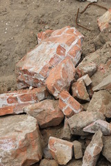 Broken bricks on construction site