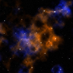 Deep space nebula with starfield. Digital illustration