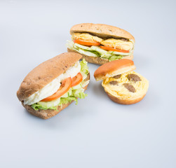sandwich or tasty egg sandwich on background.
