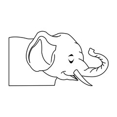 circus elephant as acrobat, animal standing trick, vector illustration