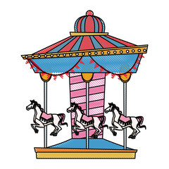 carnival carousel horse circus park festival vector illustration