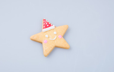 cake decoration or star shape christmas cookies on background.