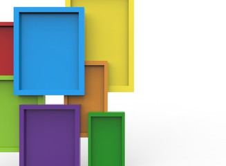 3d illustration of colorful frames. white background isolated. icon for game web.