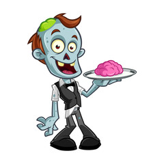 Obraz premium Funny zombie, he is dressed in waiter clothes