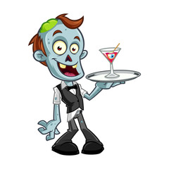 Funny zombie, he is dressed in waiter clothes