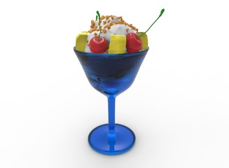 3d illustration of ice cream dessert. white background isolated. icon for game web.