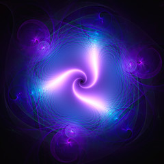 Fireworks of colors. Rotation of neon lights. 3D surreal illustration. Sacred geometry. Mysterious psychedelic relaxation pattern. Fractal abstract texture. Digital artwork graphic astrology magic