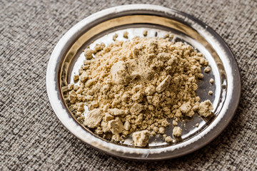 Ginger Powder on silver plate. (zencefil)