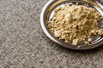 Ginger Powder on silver plate. (zencefil)