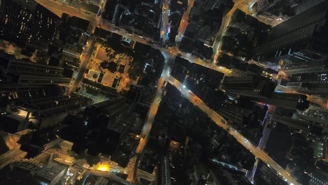 Hong Kong Aerial v7 Flying down vertically over Central District at night.