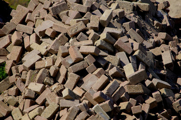 Pile of bricks on construction site