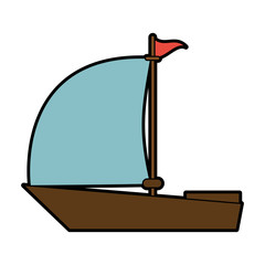 sailboat with flag icon image vector illustration design 