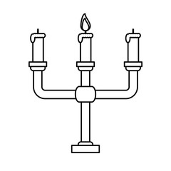 chandelier with one lit candle icon image vector illustration design 