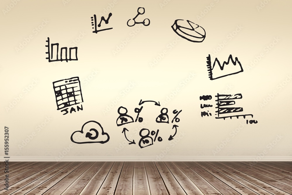 Wall mural composite image of computer icons against white background