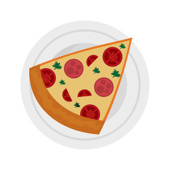 pizza slice fast food icon image vector illustration design 
