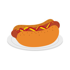 hot dog with condiments fast food icon image vector illustration design 